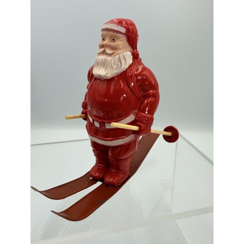 Vintage Irwin Santa Claus Skiing Figurine Christmas Decoration Skier USA